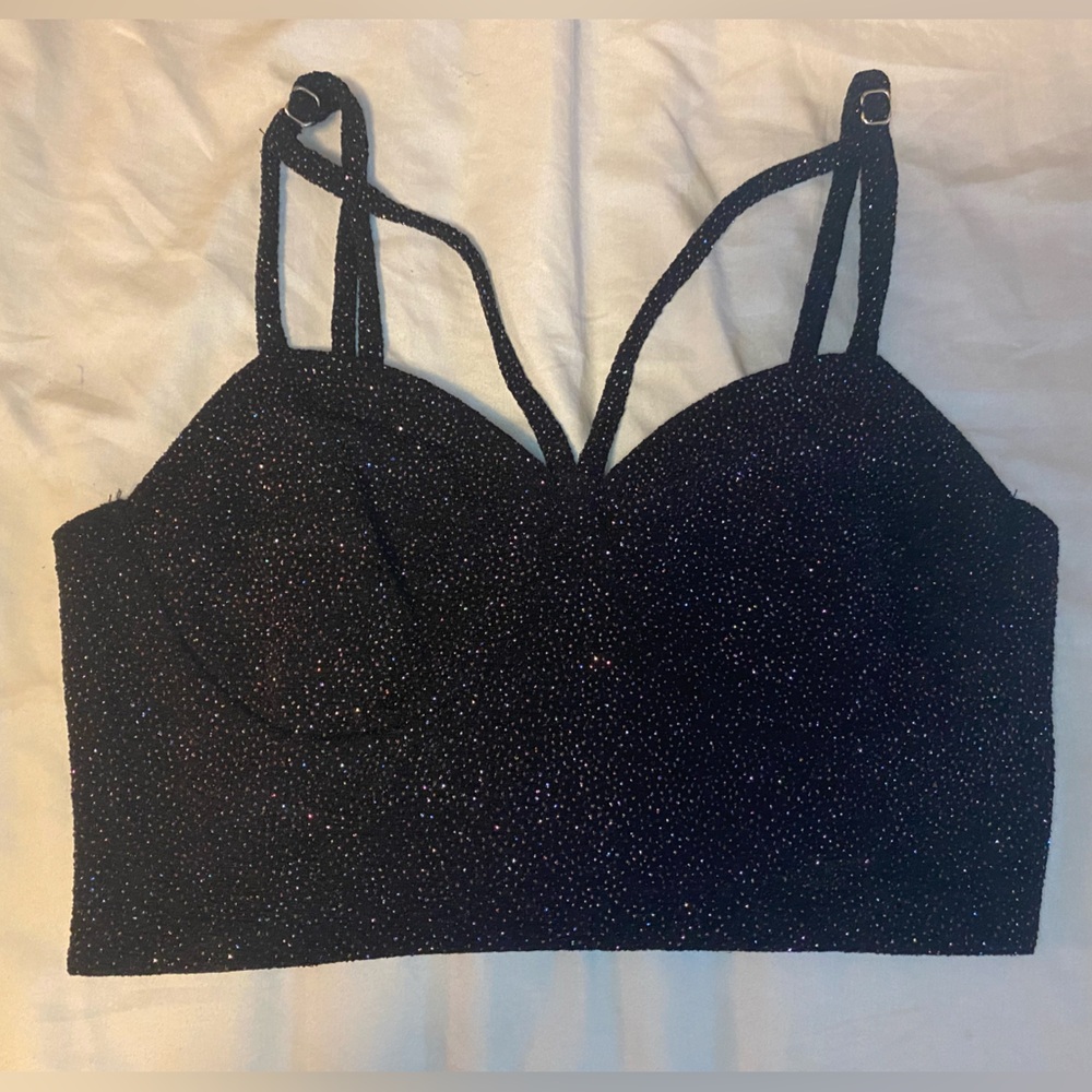 Wild fable glittery, black crop tank top size small